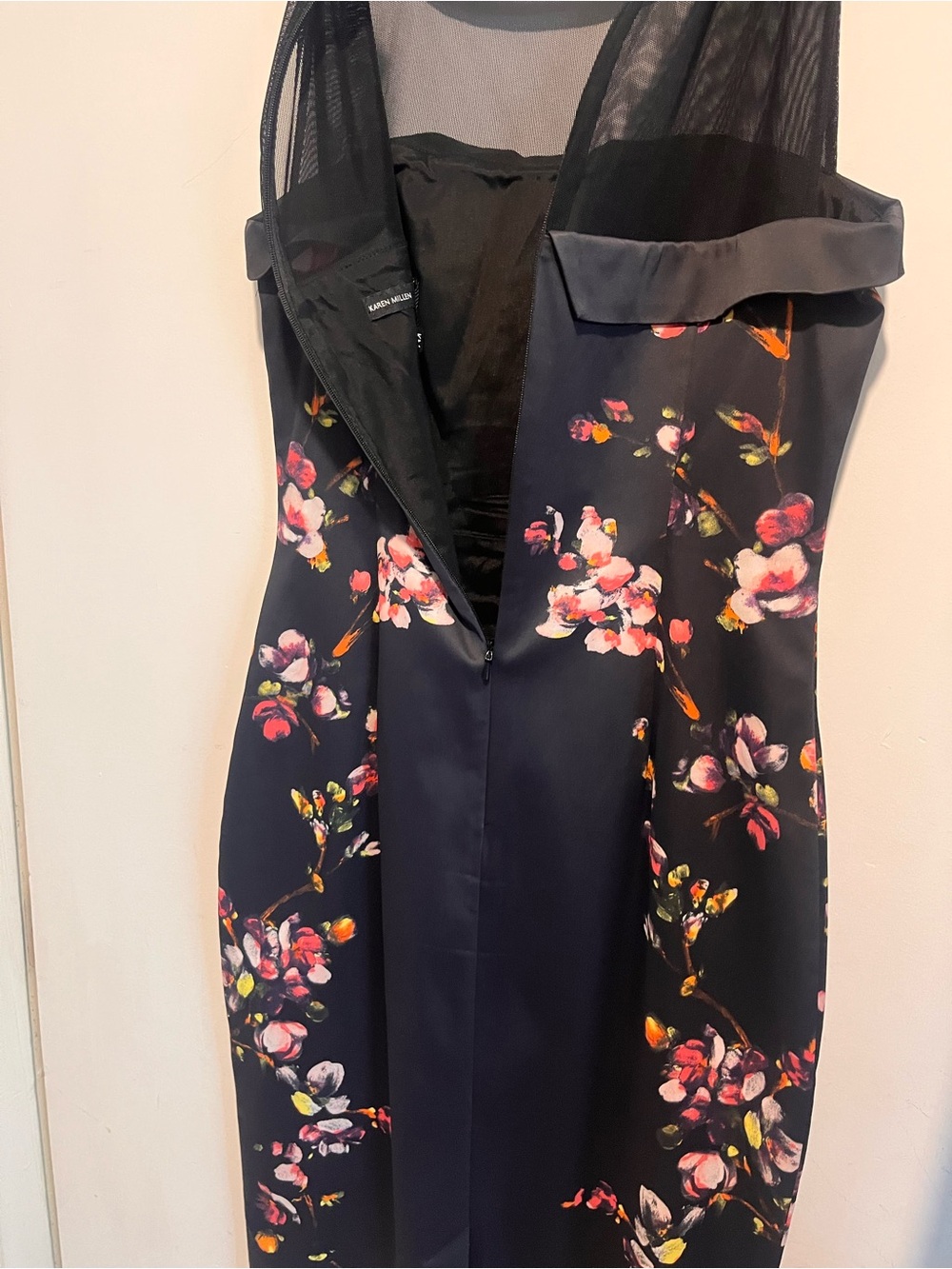 Karen Millen Black Strapless Floral Cocktail Dress
